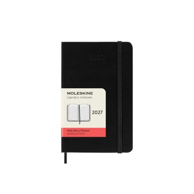 Black Pocket Daily Hard 12M Diary 2027