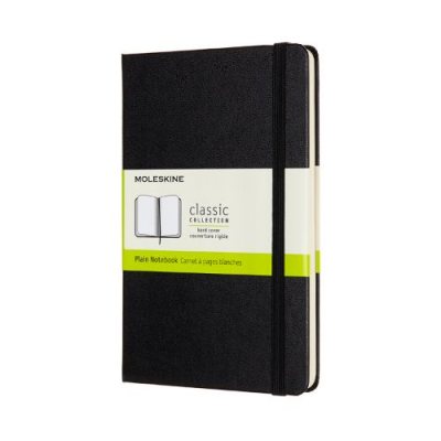 Notebook Plain Medium Black Hardback