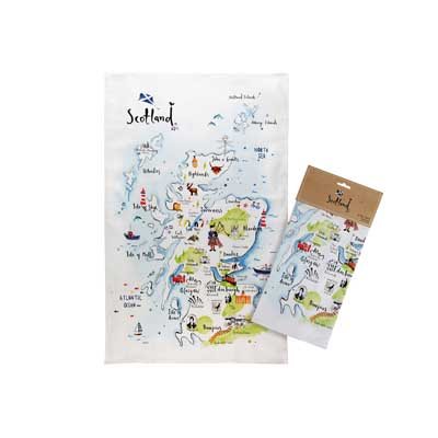 Map of Scotland tea towel